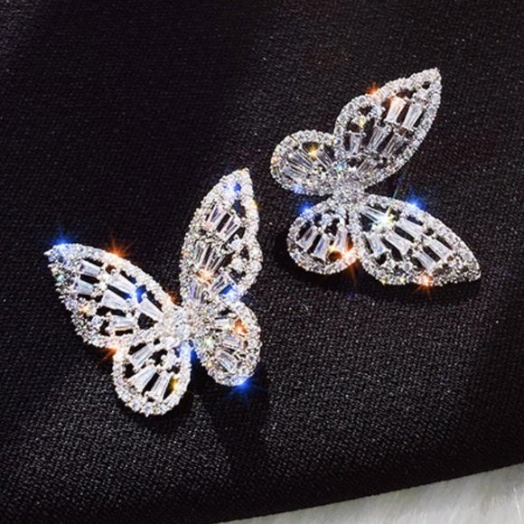 Jewelry - Elegant Silver Butterfly Earrings